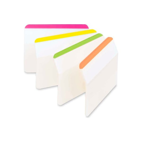 3M Postit® Durable Hanging File Folder Tabs, 2" Angled Lined, Bright Colors, 24 Tabs/Pack